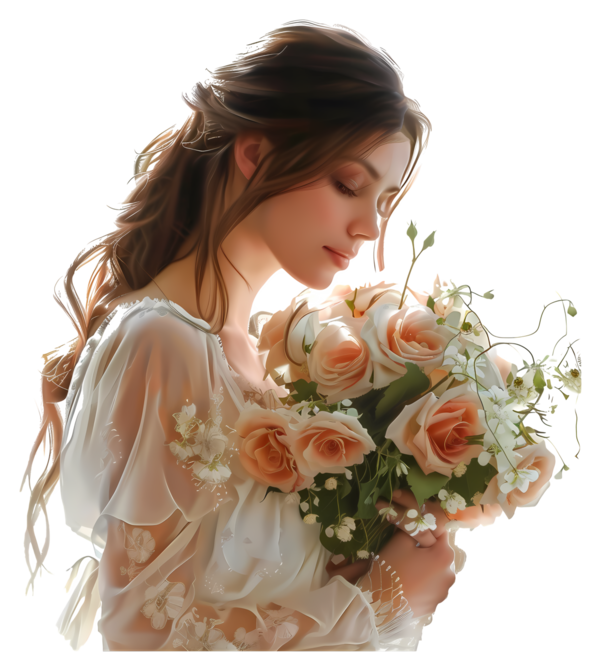 TUBES FILLE AVEC DES FLEURS 5
