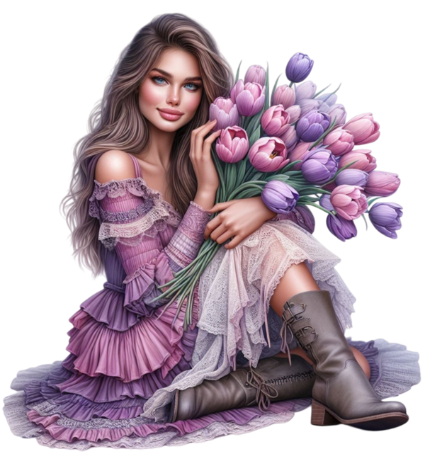 TUBE FILLE AVEC DES FLEURS 5