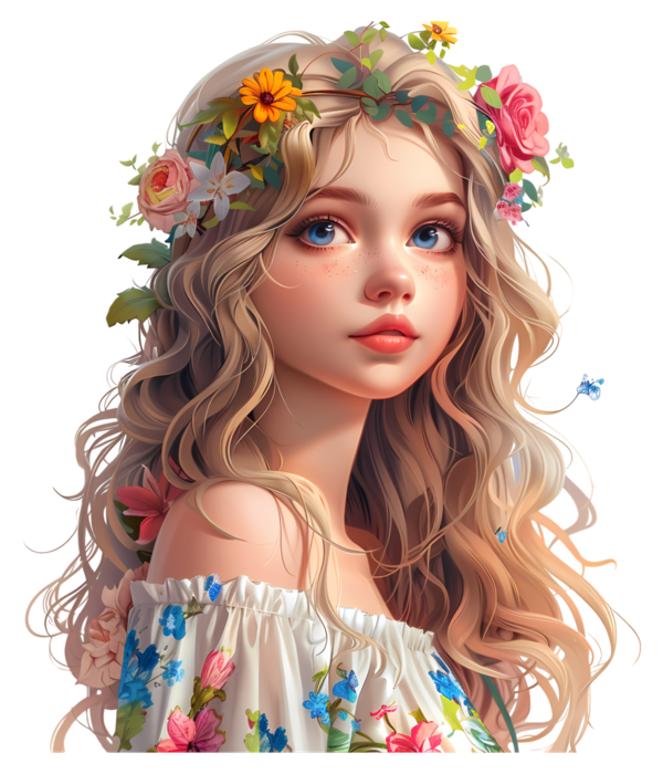 TUBE FILLE AVEC DES FLEURS 4