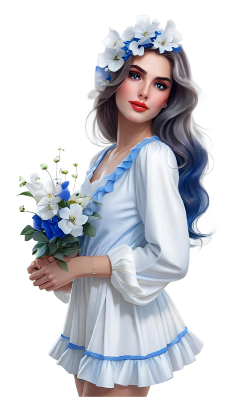 TUBE FILLE AVEC DES FLEURS 5