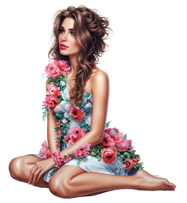 TUBE FILLE AVEC FLEURS 5