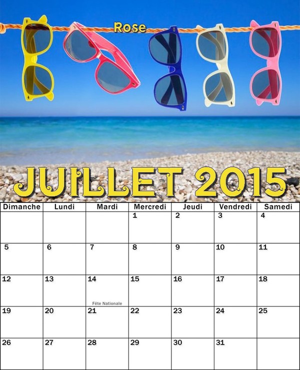 CALENDRIER JUILLET 2015