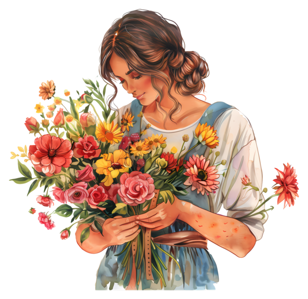 TUBES FILLE AVEC DES FLEURS 5