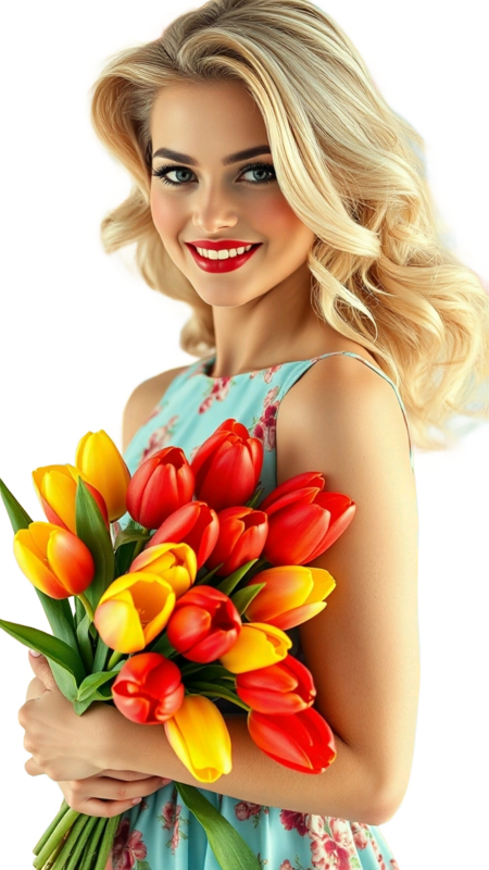 TUBE FILLE AVEC DES FLEURS 4