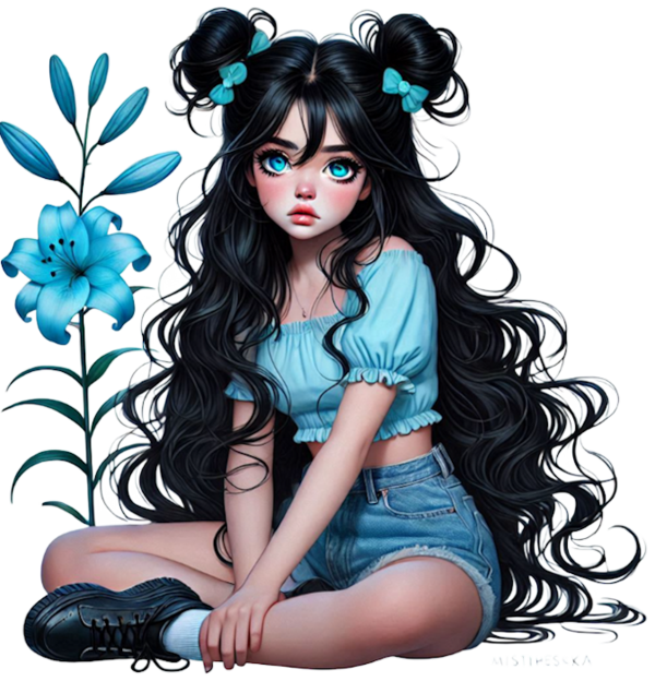TUBE FILLE AVEC DES FLEURS 5