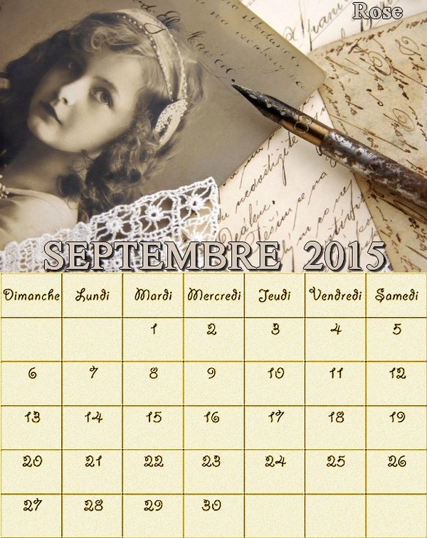 CALENDRIER SEPTEMBRE 2015