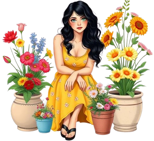 TUBE FILLE AVEC DES FLEURS 5
