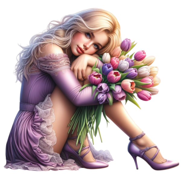 TUBE FILLE AVEC DES FLEURS 5