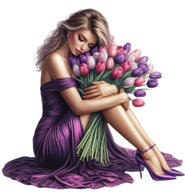 TUBE FILLE AVEC DES FLEURS 5