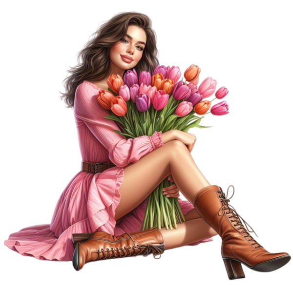 TUBE FILLE AVEC DES FLEURS 5