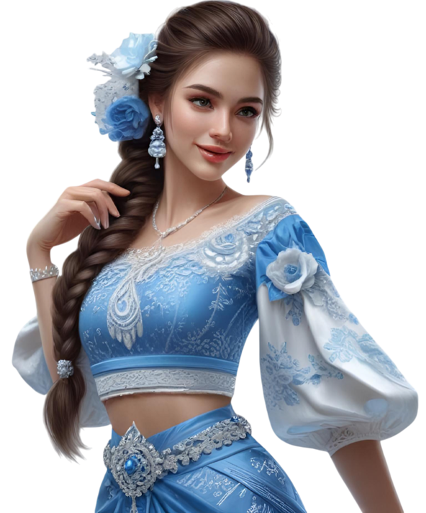 TUBE FILLE AVEC DES FLEURS 4