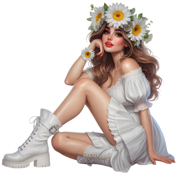 TUBE FILLE AVEC DES FLEURS 5