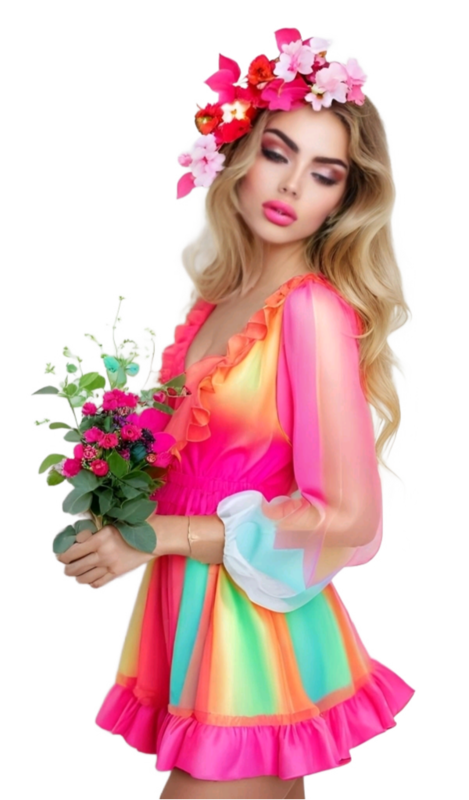 TUBE FILLE AVEC DES FLEURS 4