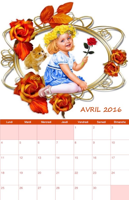 CALENDRIER AVRIL 2016