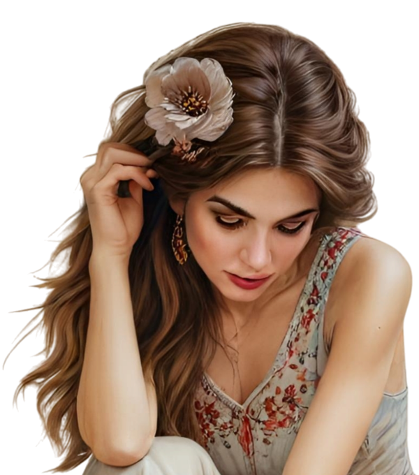 TUBE FILLE AVEC DES FLEURS 5