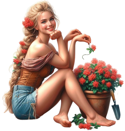 TUBE FILLE AVEC DES FLEURS 5