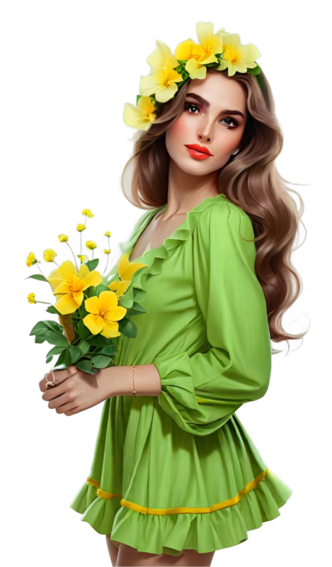TUBE FILLE AVEC DES FLEURS 5