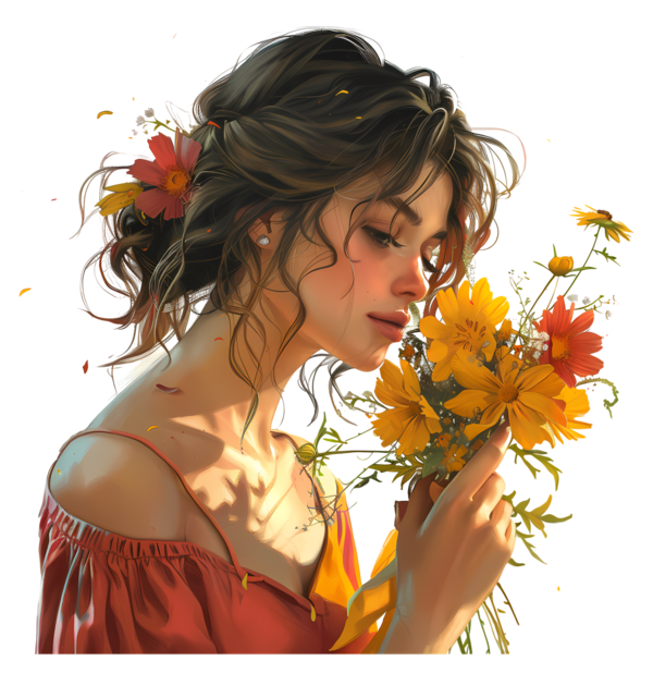 TUBES FILLE AVEC DES FLEURS 5