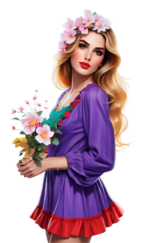 TUBE FILLE AVEC DES FLEURS 5
