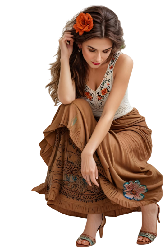 TUBE FILLE AVEC DES FLEURS 5