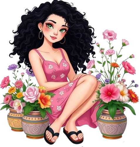 TUBE FILLE AVEC DES FLEURS 5
