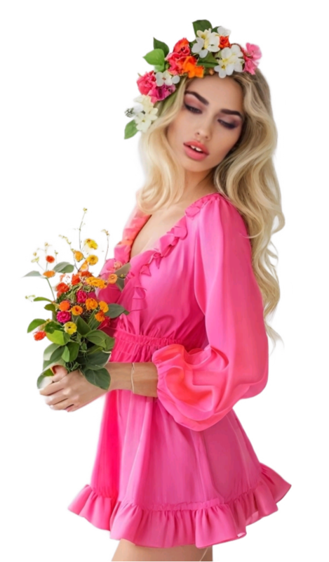 TUBE FILLE AVEC DES FLEURS 4
