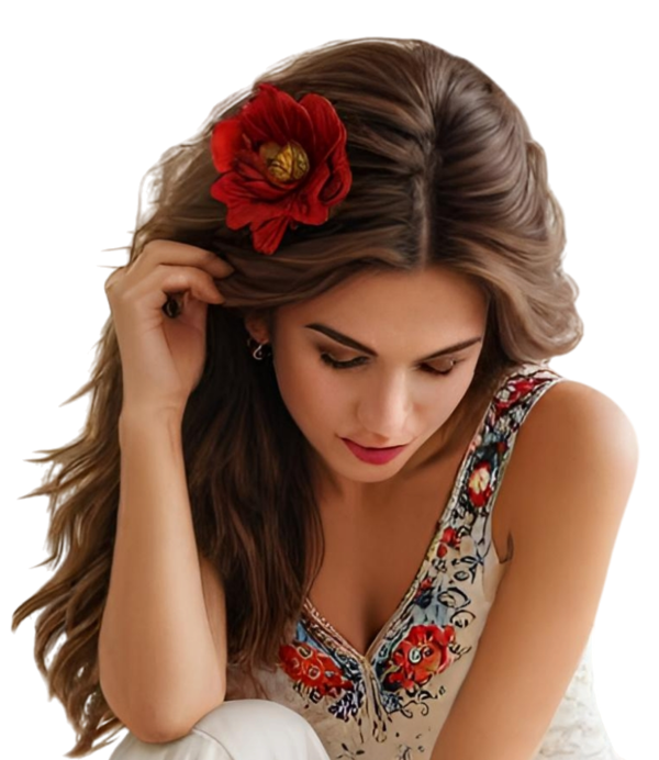 TUBE FILLE AVEC DES FLEURS 5