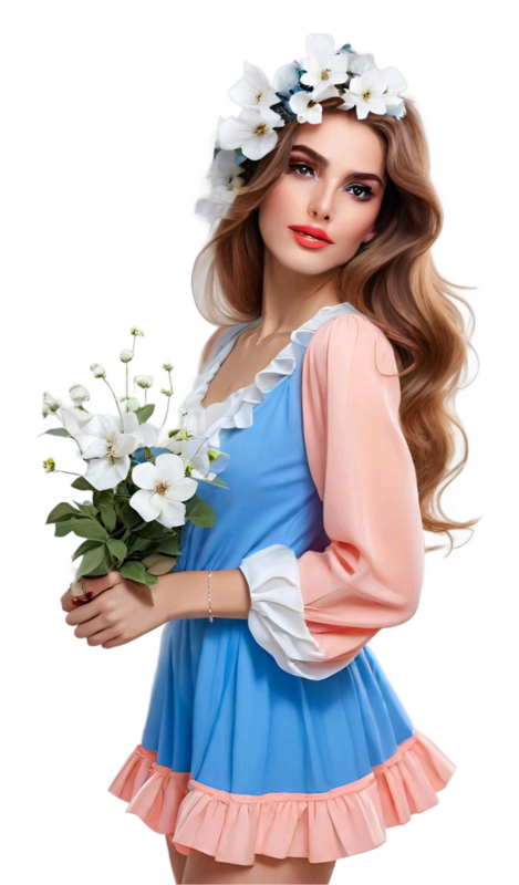 TUBE FILLE AVEC DES FLEURS 5