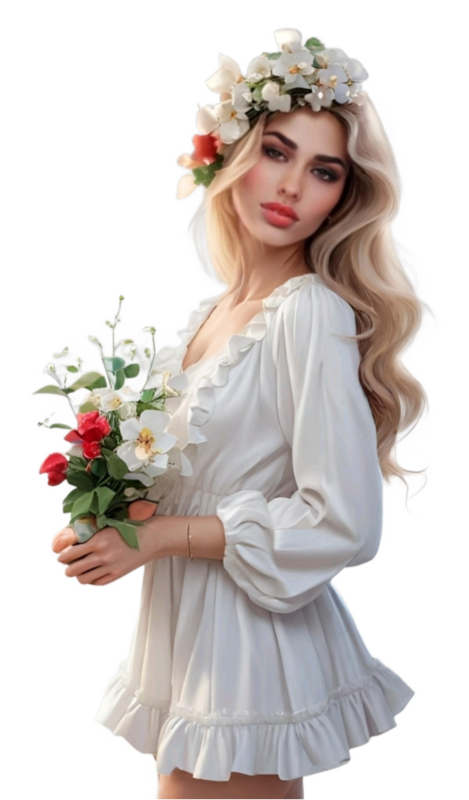 TUBE FILLE AVEC DES FLEURS 4
