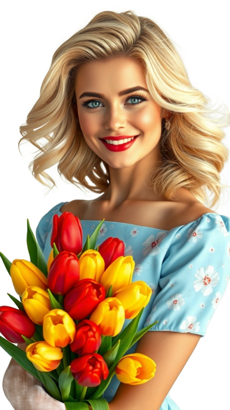 TUBE FILLE AVEC DES FLEURS 4