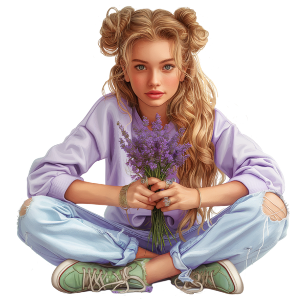 TUBE FILLE AVEC DES FLEURS 5