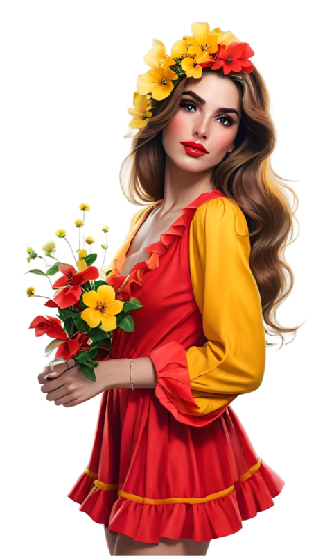 TUBE FILLE AVEC DES FLEURS 5
