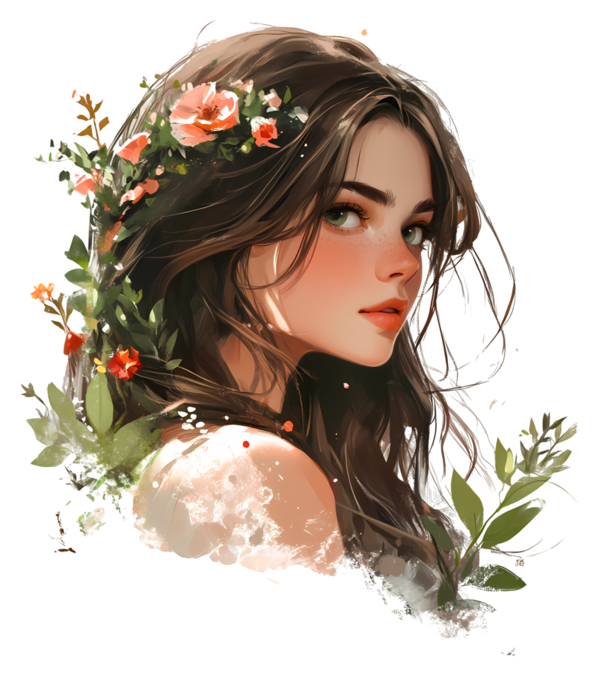 TUBE FILLE AVEC DES FLEURS 4