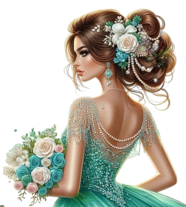 TUBE FILLE AVEC DES FLEURS 4