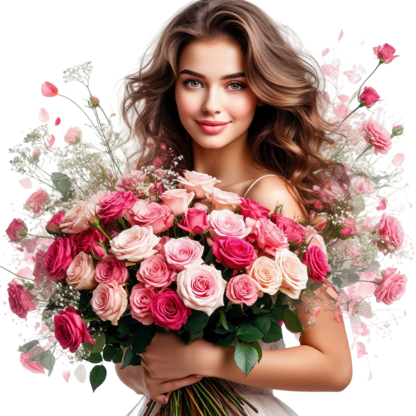 TUBE FILLE AVEC DES FLEURS 5