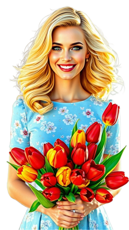 TUBE FILLE AVEC DES FLEURS 4