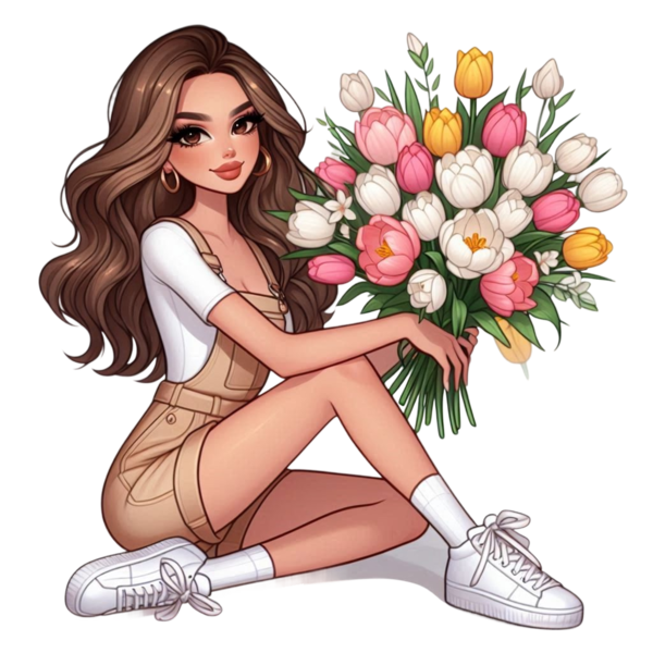 TUBE FILLE AVEC DES FLEURS 5