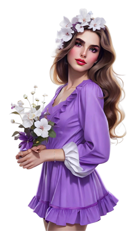 TUBE FILLE AVEC DES FLEURS 5