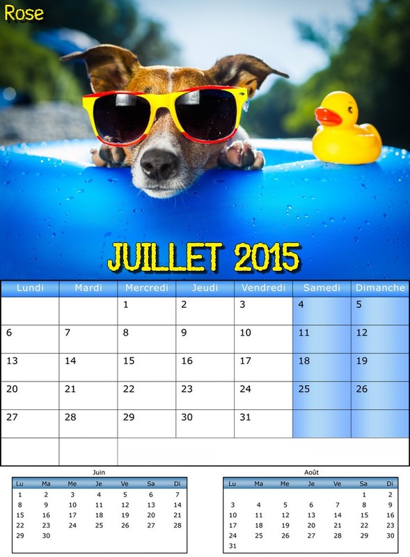 CALENDRIERS JUILLET 2015