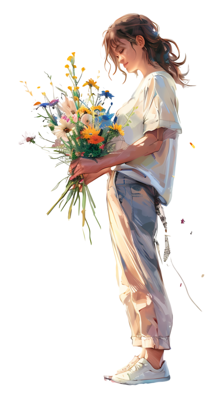 TUBES FILLE AVEC DES FLEURS 5