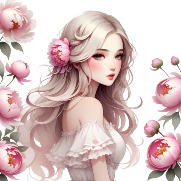 TUBE FILLE AVEC DES FLEURS 5