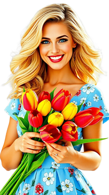 TUBE FILLE AVEC DES FLEURS 4