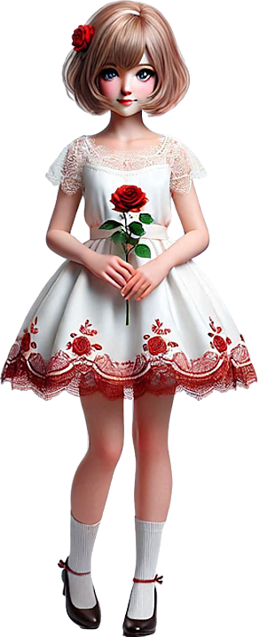 TUBE FILLE AVEC DES FLEURS 4