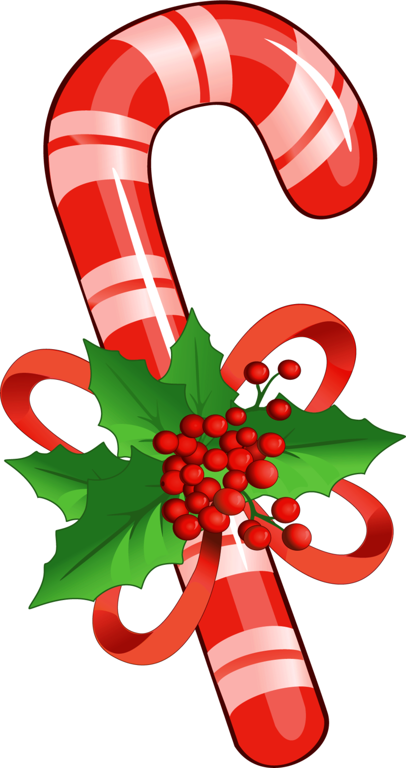 Candy_Cane_with_Mistletoe_PNG_Clipart.png