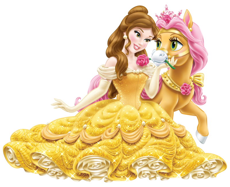 Disney_Princess_Belle_with_Cute_Pony_Transparent_PNG_Clip_Art_Image.png