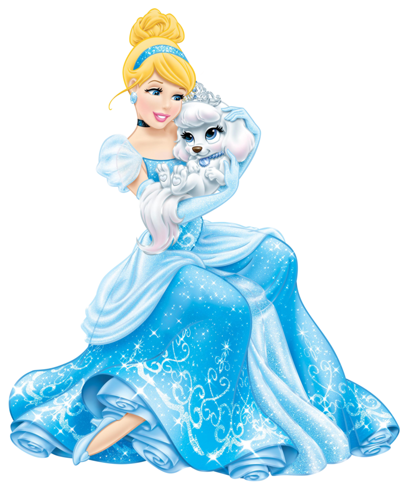 Disney_Princess_Cinderella_with_Cute_Puppy_Transparent_PNG_Clip_Art_Image.png
