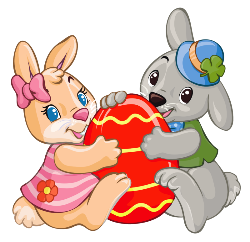 Easter_Bunnies_with_Red_Egg_PNG_Clipart.png