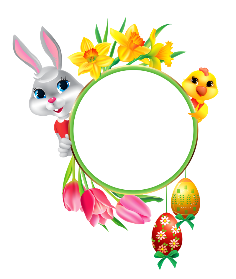 Easter_Bunny_and_Chicken_with_Round_Frame_Transparent_Clipart.png