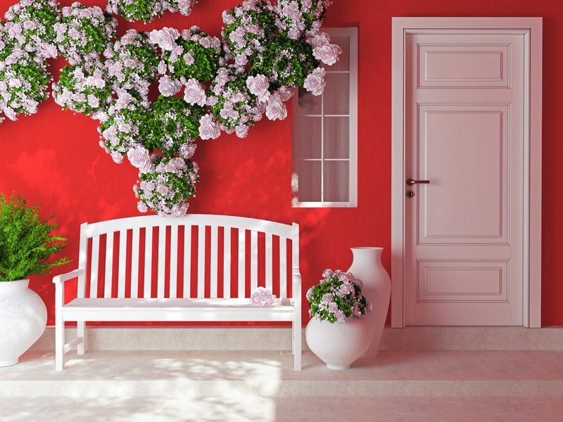 FreeGreatPicture-com-50950-red-walls-and-benches-and-flowers-outside.jpg