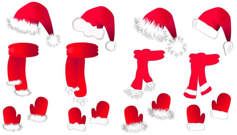 Transparent_Christmas_Santa_Hat_and_Scarfs_Collection_PNG_Clipart_1.png